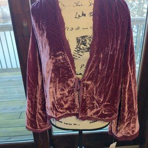Free people smokey wings beautiful purple velvet bed duster jacket new with tags